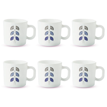 Larah by Borosil Floret Mug Set 100 ml x 6