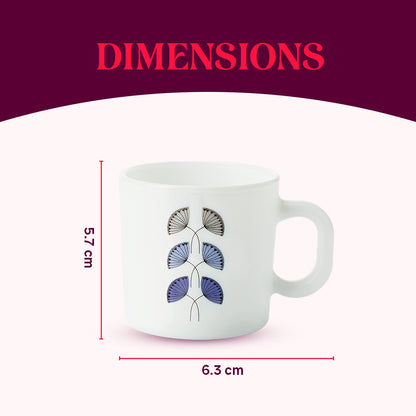 Larah by Borosil Floret Mug Set 100 ml x 6