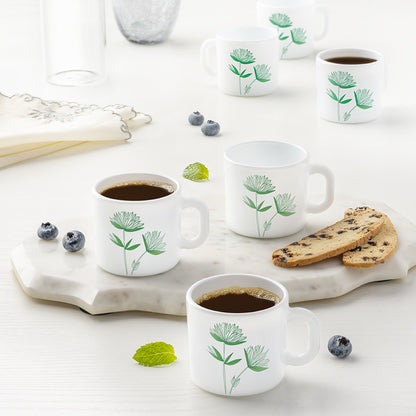 Larah by Borosil Green Lily Mug Set 100 ml x 6