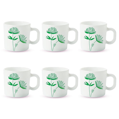 Larah by Borosil Green Lily Mug Set 100 ml x 6