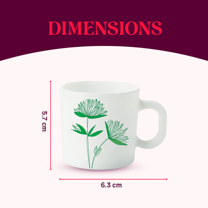 Larah by Borosil Green Lily Mug Set 100 ml x 6