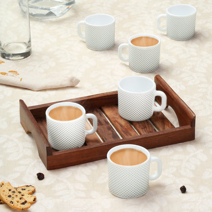 Larah by Borosil Grey Pixel Mug Set 100 ml x 6