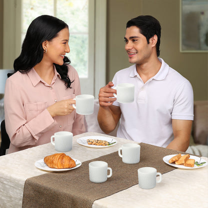 Larah by Borosil Grey Pixel Mug Set 100 ml x 6