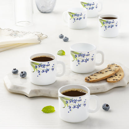 Larah by Borosil Lavender Mug Set 100 ml x 6