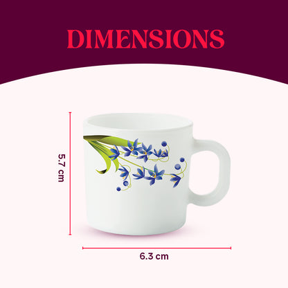Larah by Borosil Lavender Mug Set 100 ml x 6