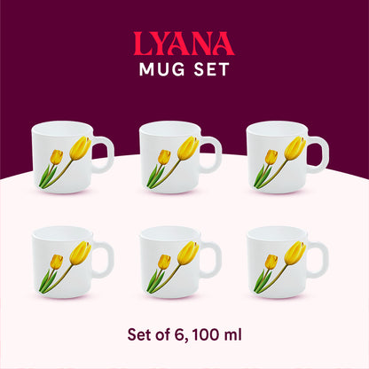 Larah by Borosil Lyana Mug Set 100 ml x 6