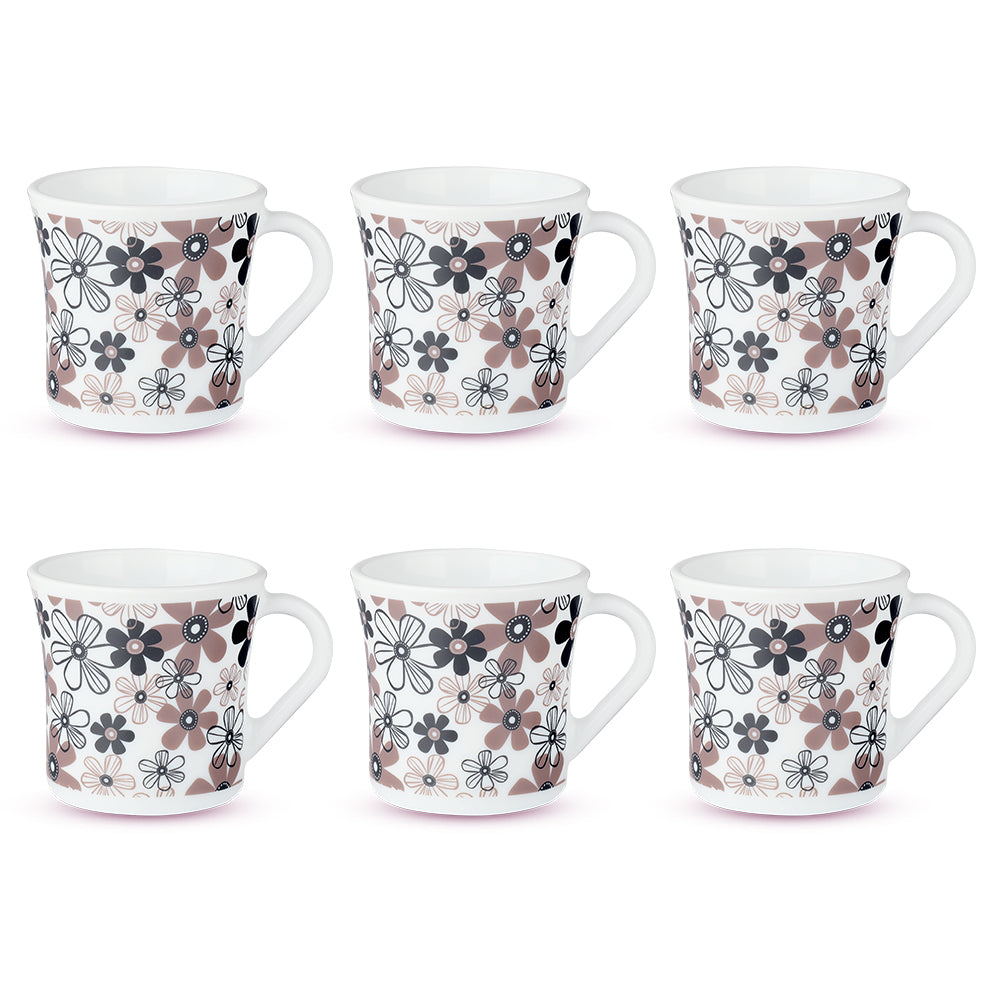 Larah by Borosil Crysta Macy Mug Set, 100ml x 6