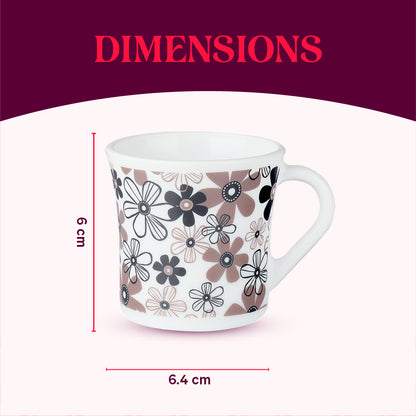 Larah by Borosil Crysta Macy Mug Set 100 ml x 6