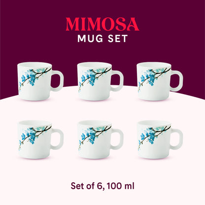 Larah by Borosil Mimosa Mug Set 100 ml x 6