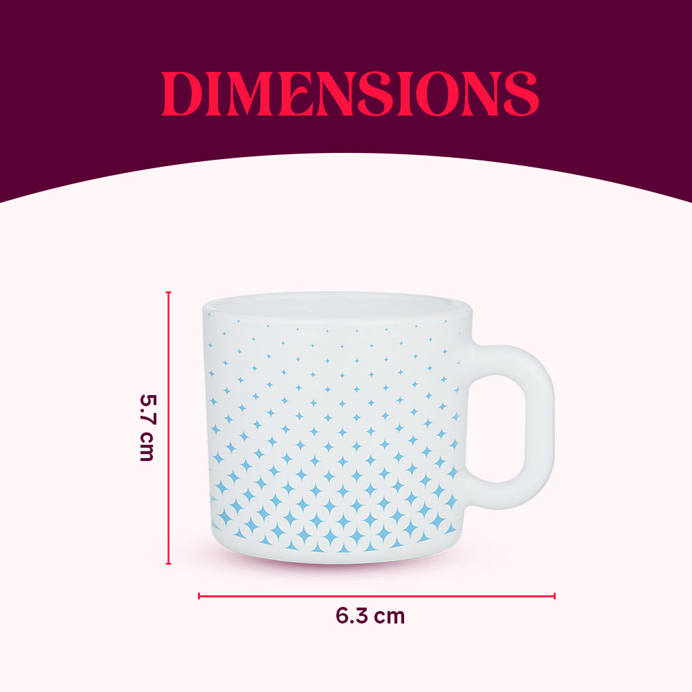 Larah by Borosil Nora Sky Mug Set 100 ml x 6