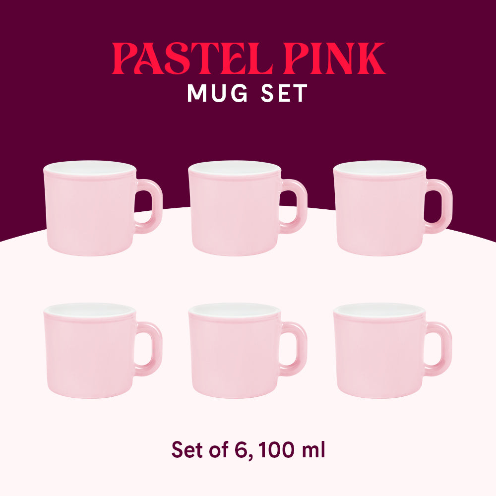 Larah Pastel Pink Opalware Mug Set
