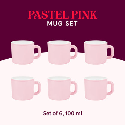 Larah Pastel Pink Opalware Mug Set