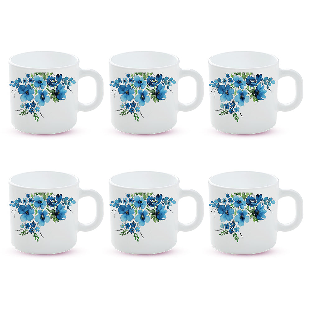 Larah by Borosil Pansy Mug Set 100 ml x 6