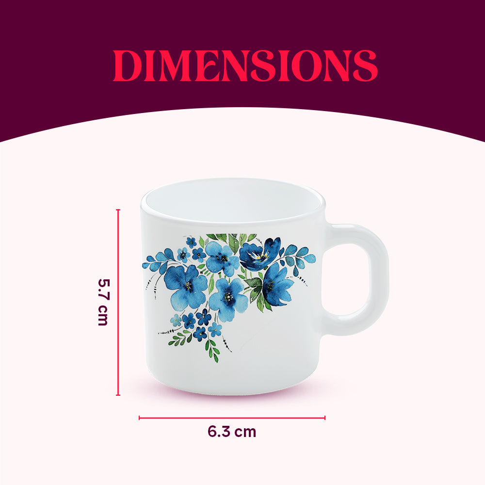 Larah by Borosil Pansy Mug Set 100 ml x 6