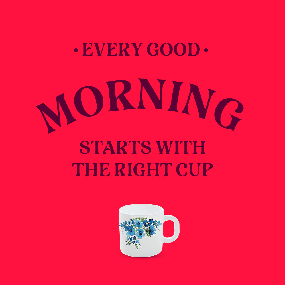 Larah by Borosil Pansy Mug Set 100 ml x 6