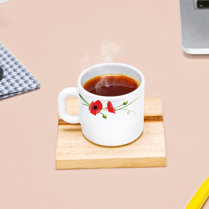 Larah by Borosil Red Carnation Mug Set 100 ml x 6