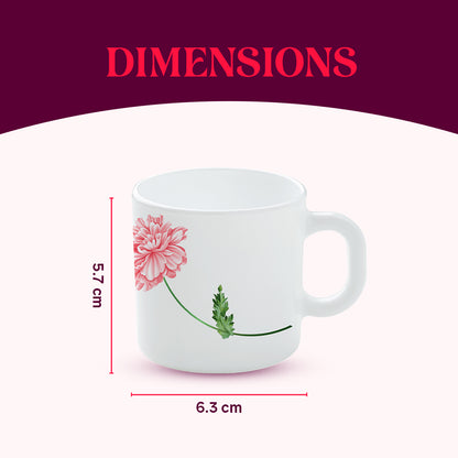 Larah by Borosil Red Mist Mug Set 100 ml x 6