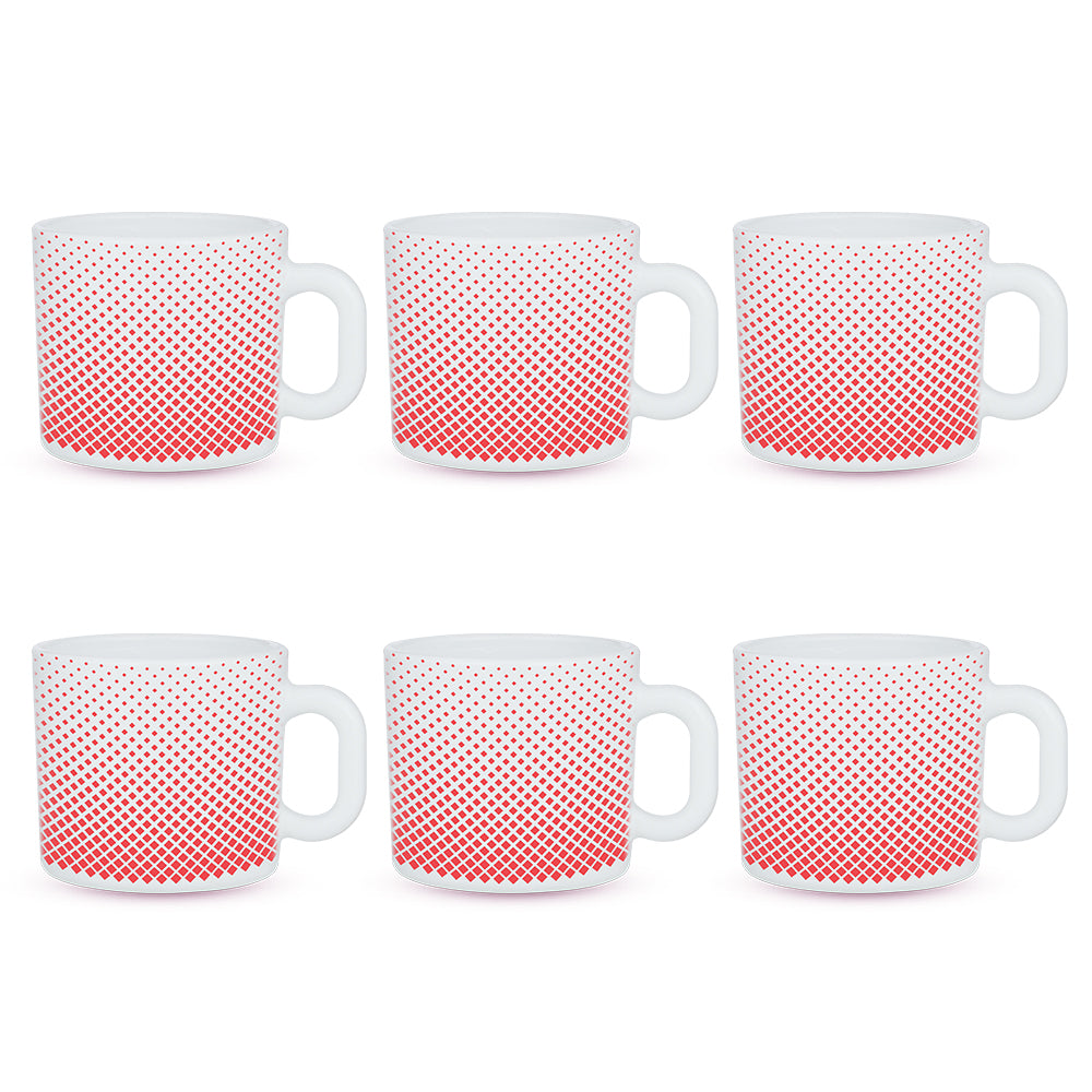 Larah by Borosil Ruby Pixel Mug Set 100 ml x 6