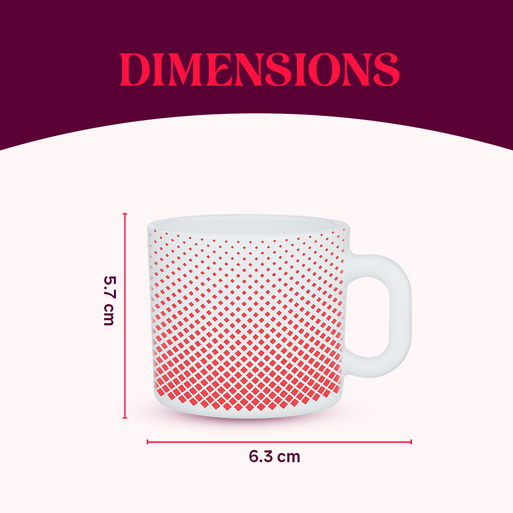 Larah by Borosil Ruby Pixel Mug Set 100 ml x 6