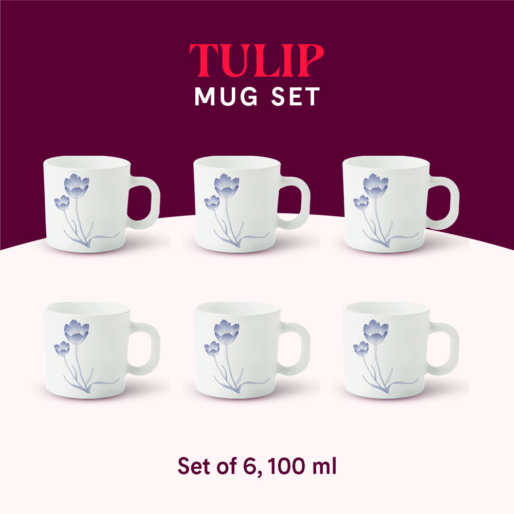 Larah by Borosil Tulip Mug Set 100 ml x 6