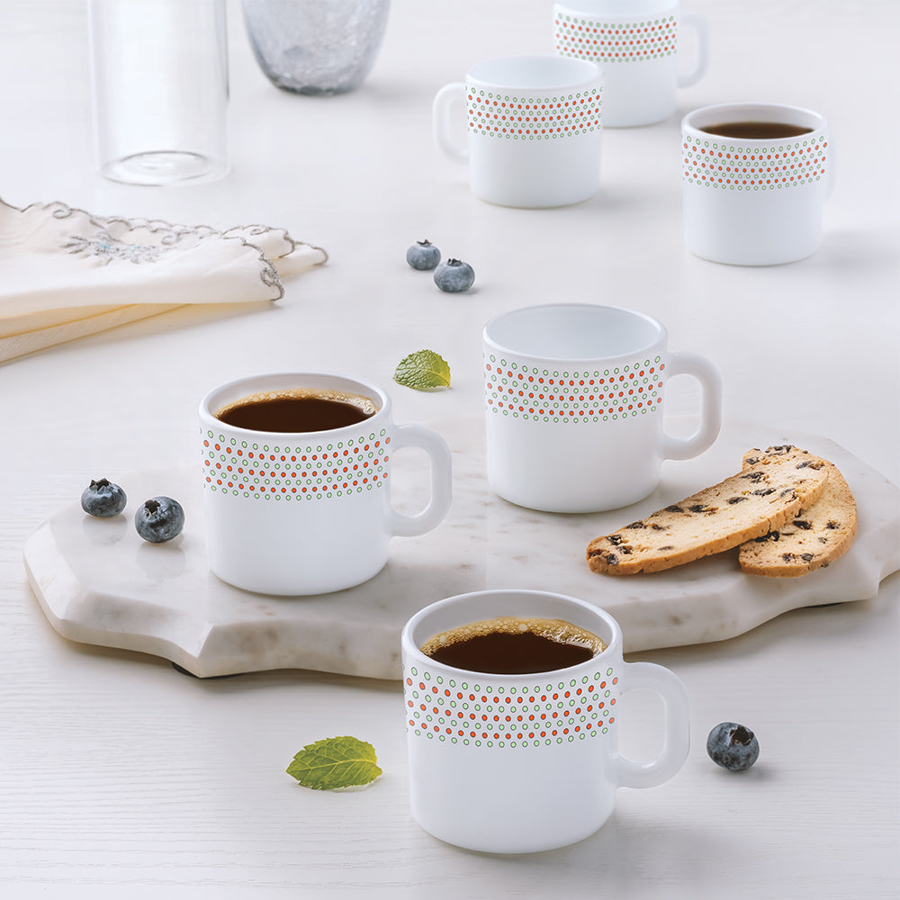 Larah by Borosil Waltz Mug Set 100 ml x 6 (Option 1)