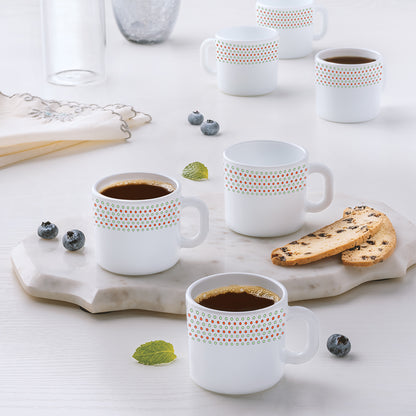 Larah by Borosil Waltz Mug Set 100 ml x 6 (Option 1)