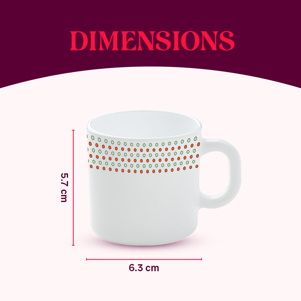 Larah by Borosil Waltz Mug Set 100 ml x 6 (Option 1)