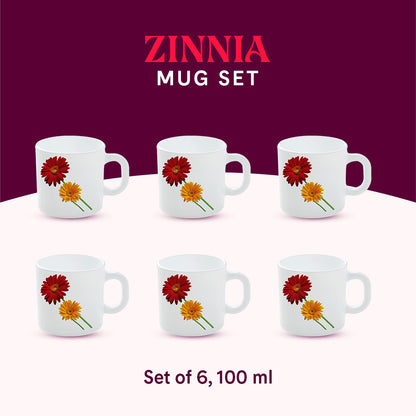 Larah by Borosil Zinnia Mug Set 100 ml x 6