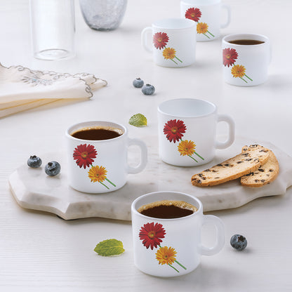 Larah by Borosil Zinnia Mug Set 100 ml x 6