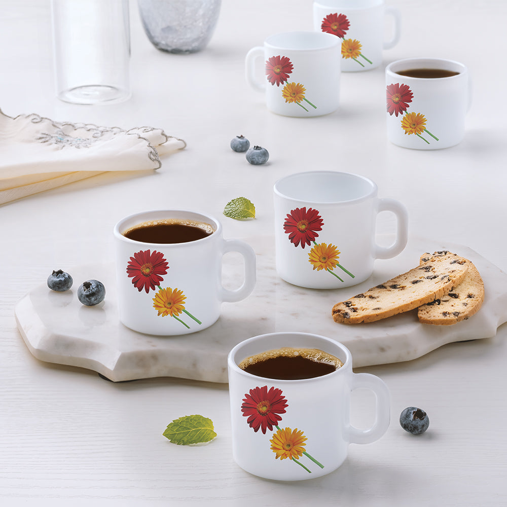 Larah by Borosil Zinnia Mug Set, 100ml x 6