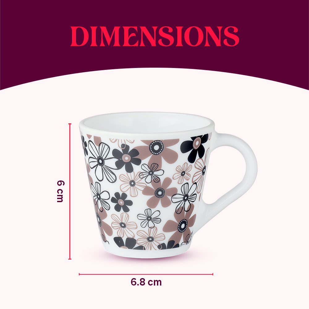 Larah by Borosil Novelty Macy Mug Set 110 ml x 6