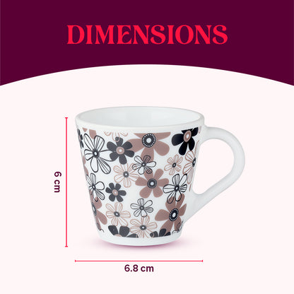 Larah by Borosil Novelty Macy Mug Set 110 ml x 6