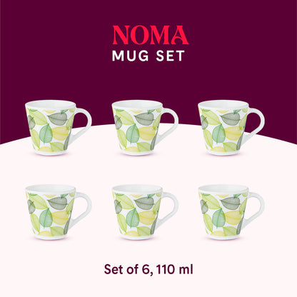 Larah by Borosil Novelty Noma Mug Set 110 ml x 6