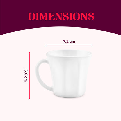 Larah By Borosil Octa Mug Set, White 120 ml x 6