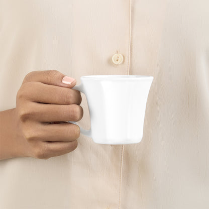 Larah By Borosil Octa Mug Set, White 120 ml x 6