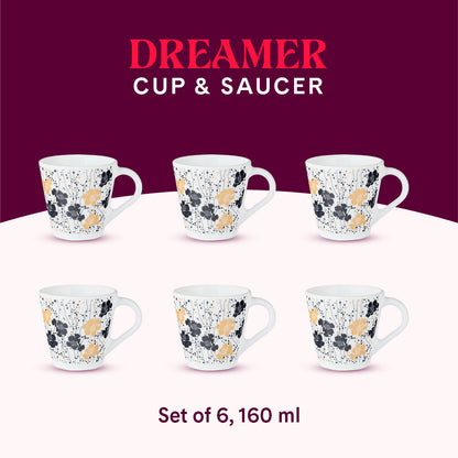 Larah by Borosil Novelty Dreamer Mug Set 160 ml x 6