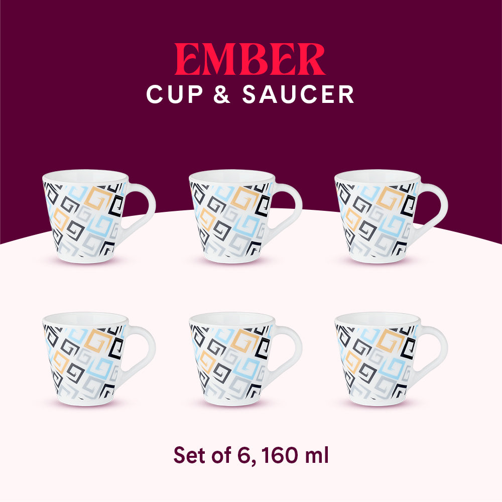 Larah by Borosil Novelty Ember Mug Set 160 ml x 6