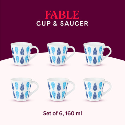Larah by Borosil Novelty Fable Mug Set 160 ml x 6