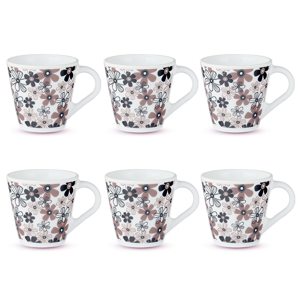 Larah by Borosil Novelty Macy Mug Set, 160ml x 6