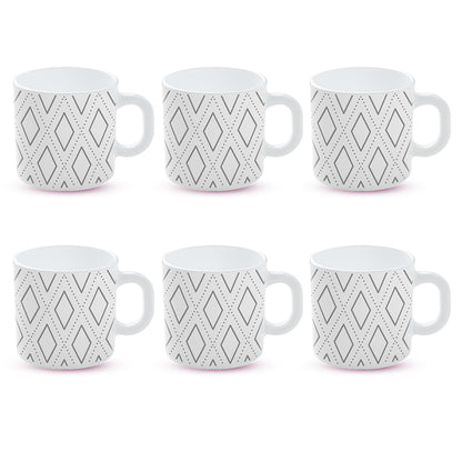 Larah by Borosil Angel Grey Mug Set 180 ml x 6