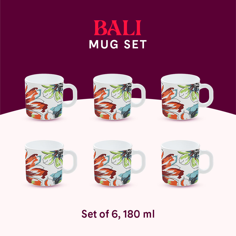 Larah by Borosil Bali Mug Set 180 ml x 6