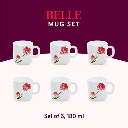 Larah by Borosil Belle Mug Set 180 ml x 6