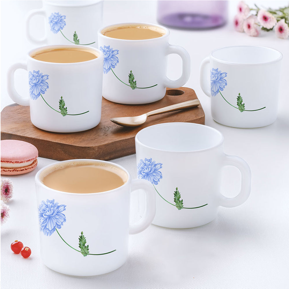 Larah by Borosil Blue Mist Mug Set 180 ml x 6