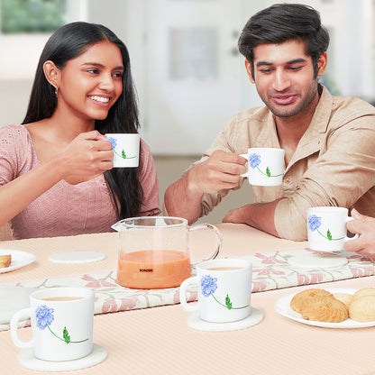 Larah by Borosil Blue Mist Mug Set 180 ml x 6