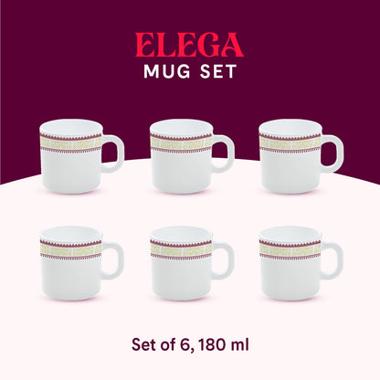 Larah by Borosil Elega Mug Set 180 ml x 6