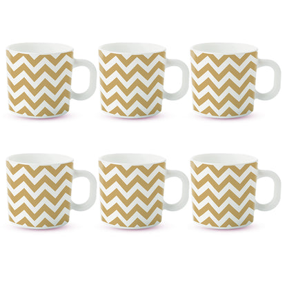 Larah by Borosil Gold Waves Mug Set 180 ml x 6