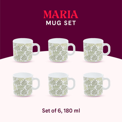 Larah by Borosil Maria Mug Set 180 ml x 6