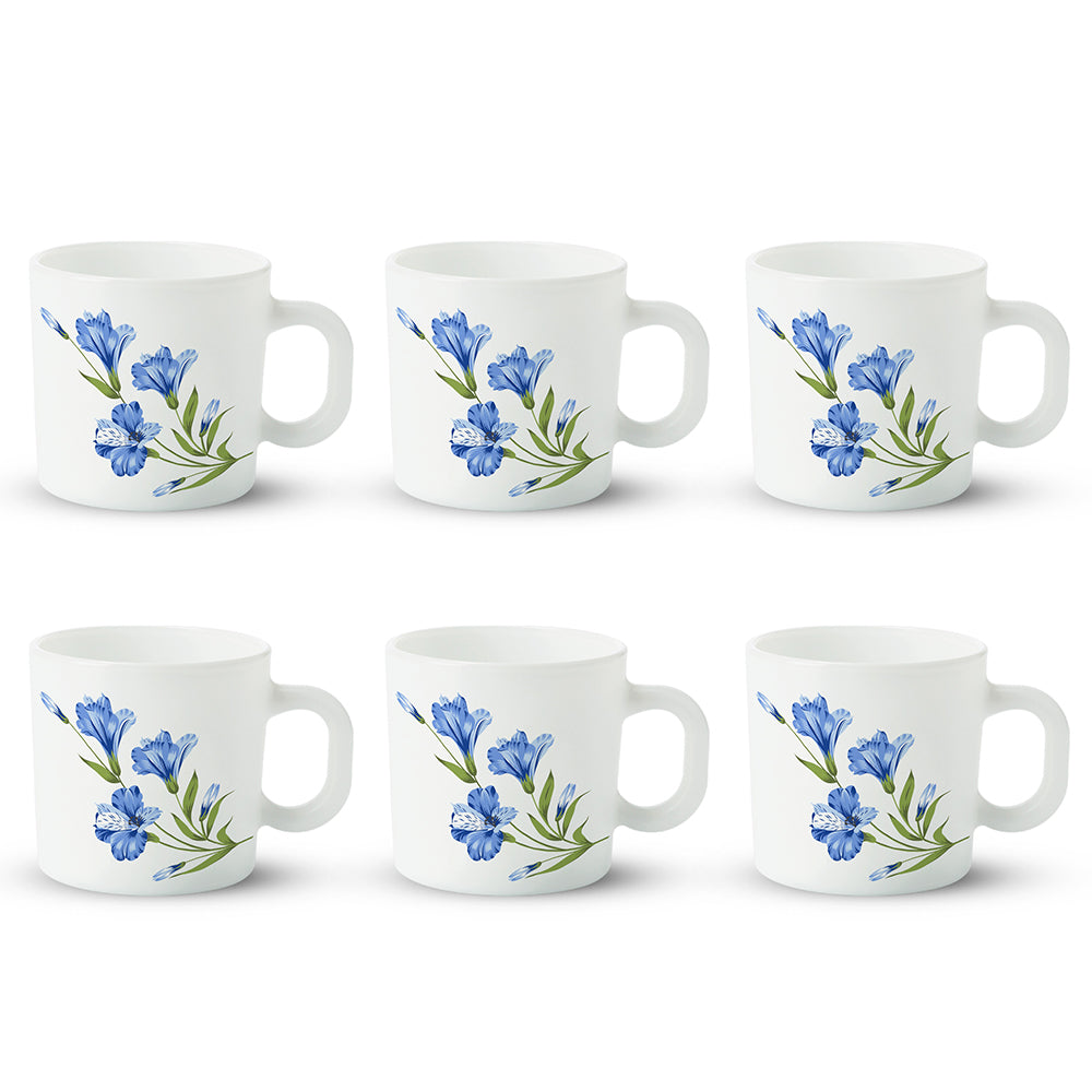 Larah By Borosil Marina Blue Mug Set, 180ml x 6