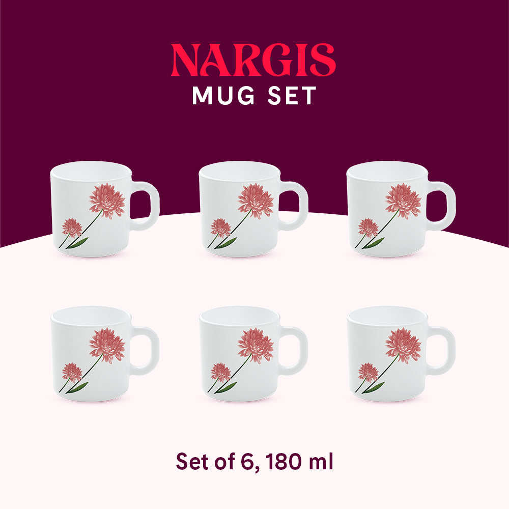 Larah by Borosil Nargis Mug Set 180 ml x 6