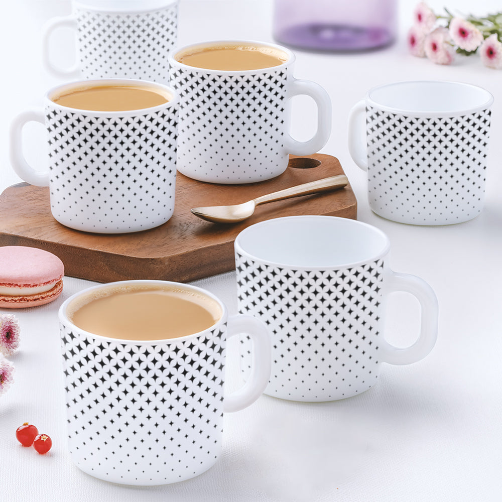 Larah by Borosil Nora Black Mug Set 180 ml x 6